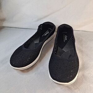 Clarks Cloudsteppers Women's Breeze Roam Slip-on Shoes Size 10W Black Fabric